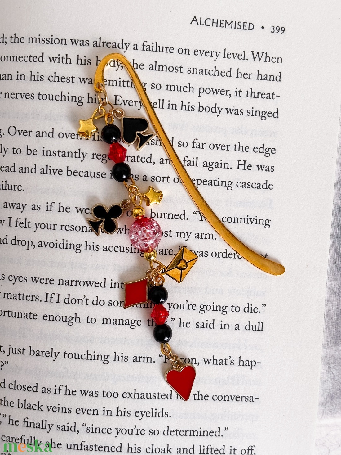 Caraval inspirálta póker gyöngyös romantikus fém könyvjelző / book charm - könyv & zene - könyvjelző - Meska.hu