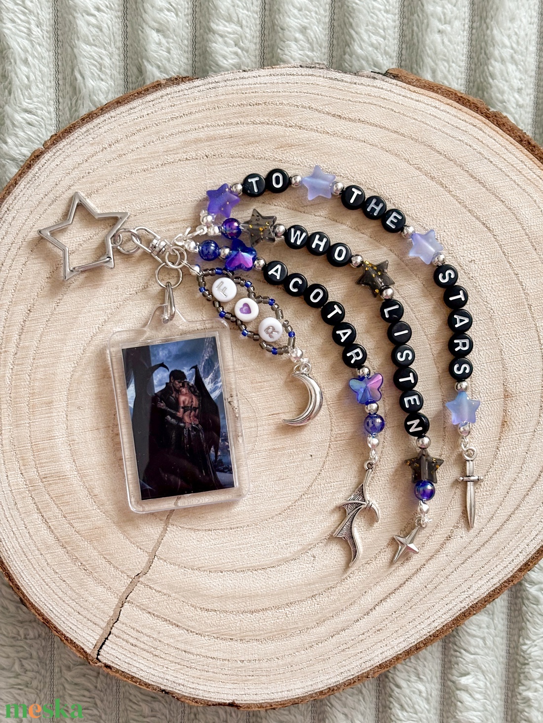 ACOTAR Feyre és Rhysand gyöngy kulcstartó - táska & tok - kulcstartó & táskadísz - kulcstartó - Meska.hu