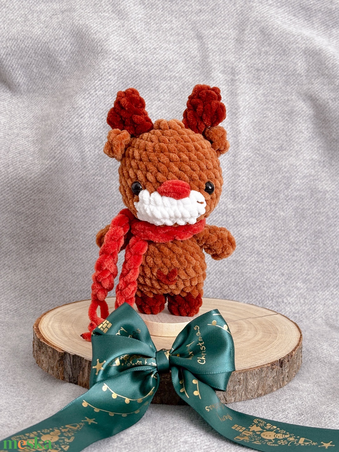 Karácsonyi rénszarvas horgolt plüss amigurumi - játék & sport - plüssállat & játékfigura - őzike, szarvas - Meska.hu