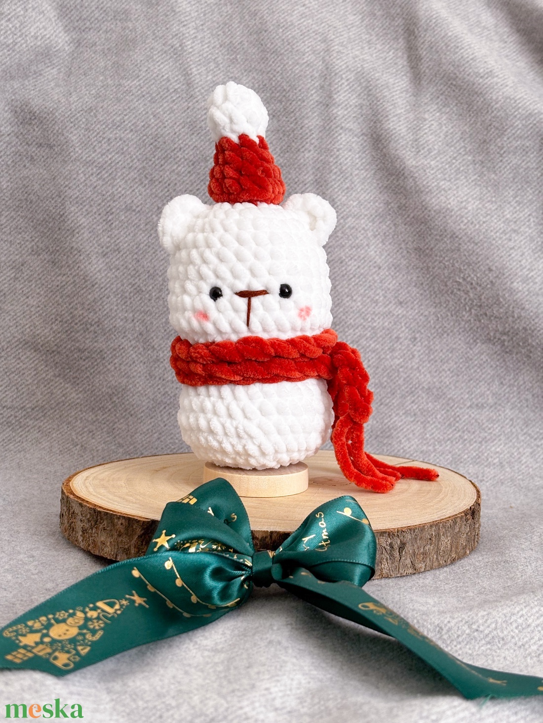 Karácsonyi jegesmedve horgolt plüss amigurumi - játék & sport - plüssállat & játékfigura - plüss mesefigurák - Meska.hu