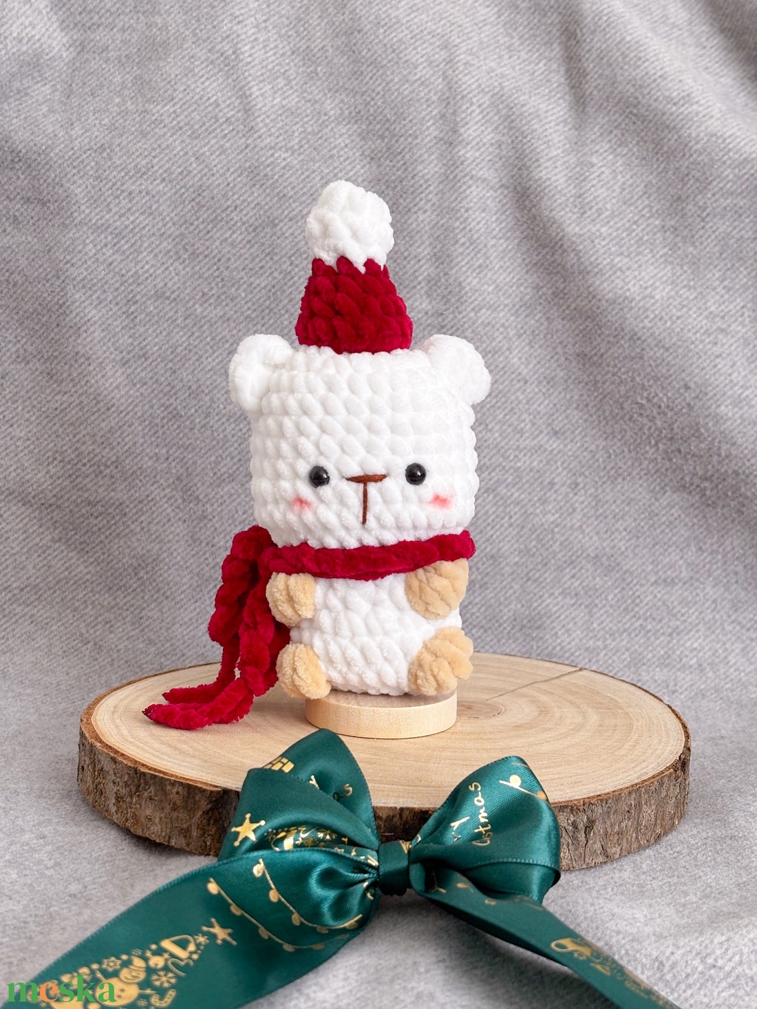 Karácsonyi jegesmedve horgolt plüss amigurumi - játék & sport - plüssállat & játékfigura - plüss mesefigurák - Meska.hu