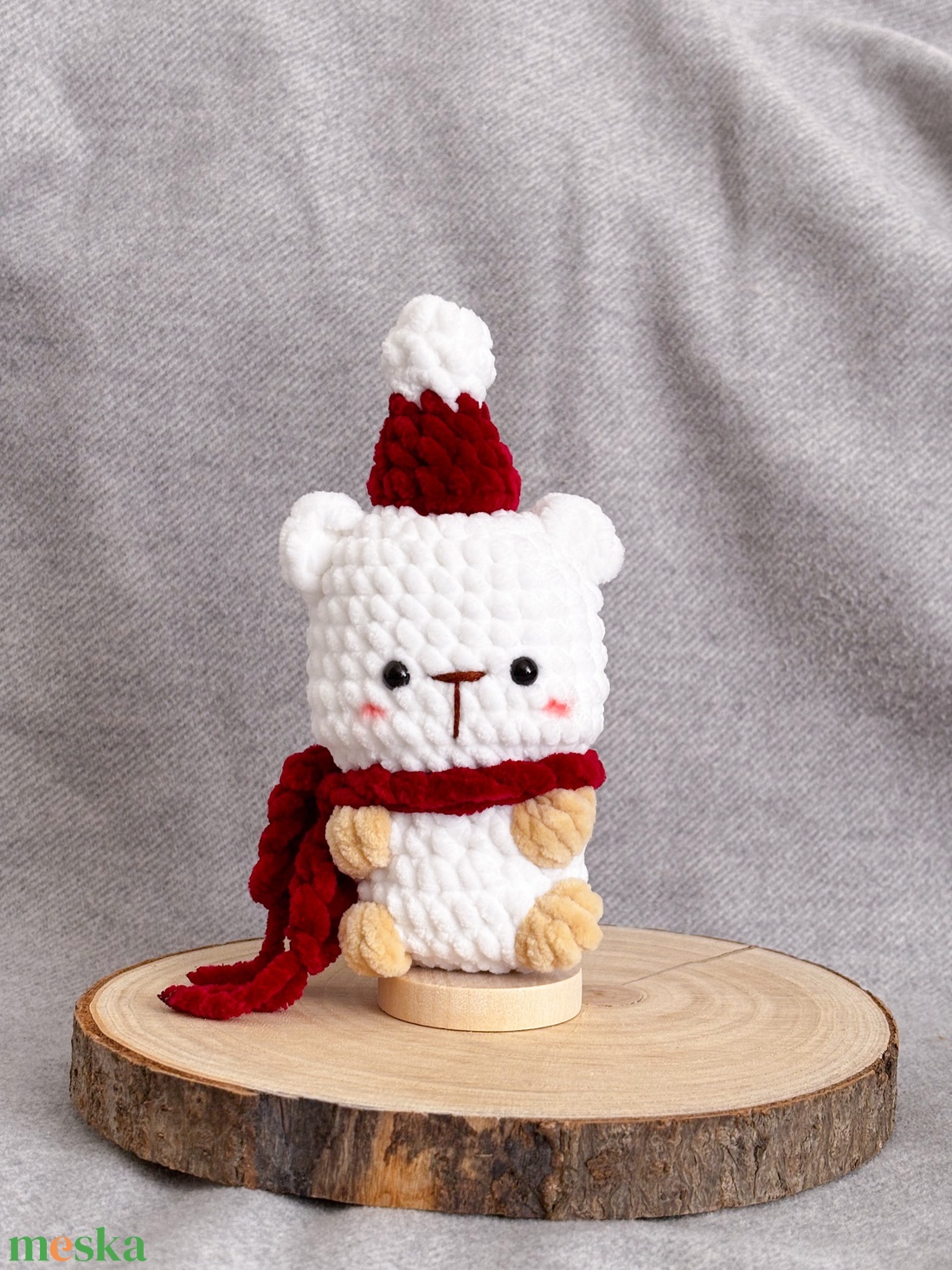 Karácsonyi jegesmedve horgolt plüss amigurumi - játék & sport - plüssállat & játékfigura - plüss mesefigurák - Meska.hu