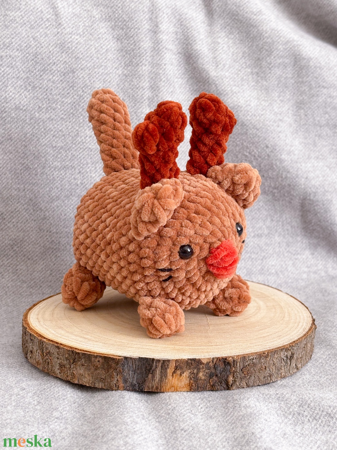 Karácsonyi rénszarvas cica horgolt plüss amigurumi - játék & sport - plüssállat & játékfigura - plüss mesefigurák - Meska.hu