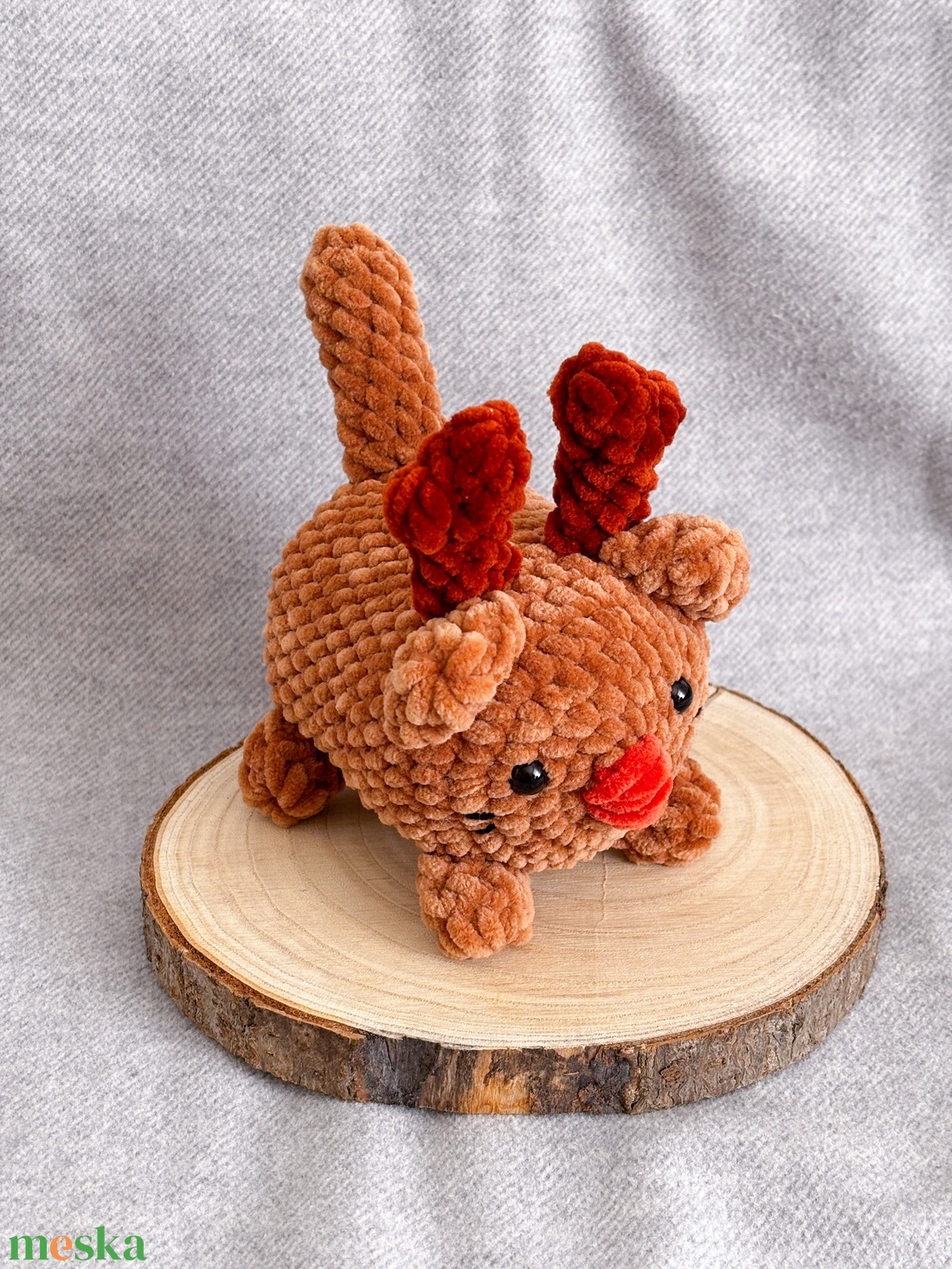 Karácsonyi rénszarvas cica horgolt plüss amigurumi - játék & sport - plüssállat & játékfigura - plüss mesefigurák - Meska.hu