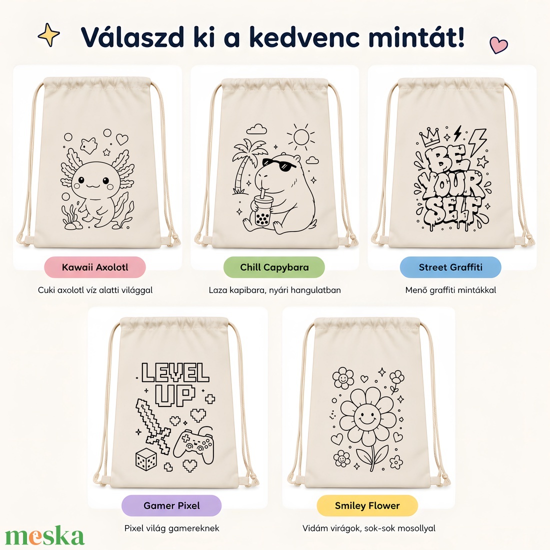 Színezhető pamut tornazsák gyerekeknek � kreatív ovis és iskolai ajándék - játék & sport - ovis felszerelés - ovis tornazsák - Meska.hu
