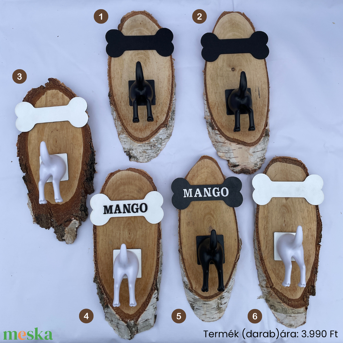 Fa pórázakasztók 3D kutyafarokkal (névvel kérhető) - otthon & életmód - kisállatoknak - kutyáknak - kutya póráz - Meska.hu