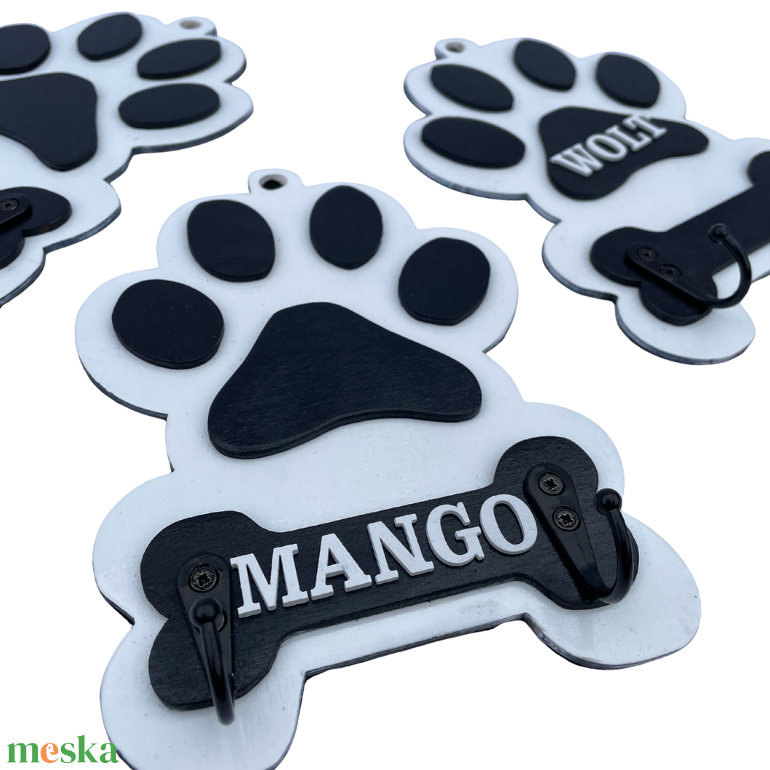 Pórázakasztó mancs és csont mintával (névvel kérhető) - otthon & életmód - kisállatoknak - kutyáknak - kutya póráz - Meska.hu