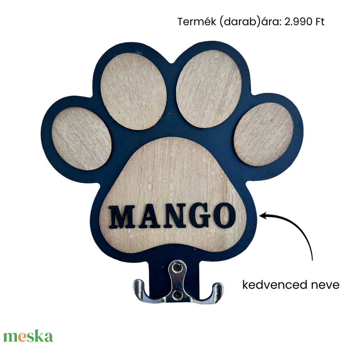 Mancs formájú pórázakasztók (névvel kérhető) - otthon & életmód - kisállatoknak - kutyáknak - kutya póráz - Meska.hu