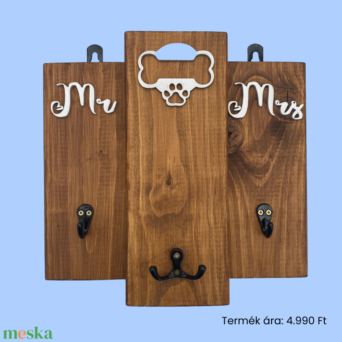 Mr Mrs kulcstartó fali konzol pórázakasztóval - otthon & életmód - kisállatoknak - kutyáknak - kutya póráz - Meska.hu
