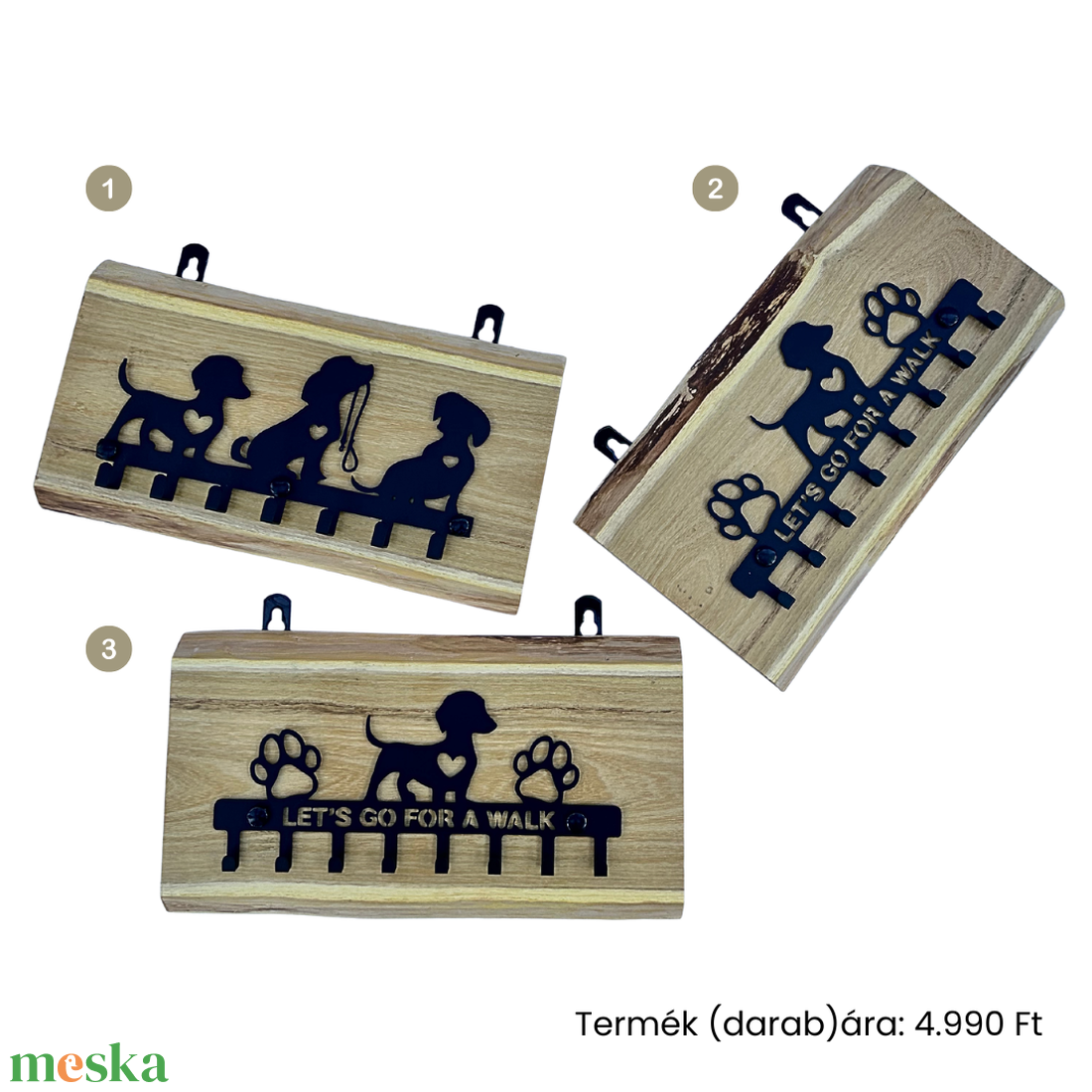 Tacskó mintás pórázakasztók (natúr akácfából) - otthon & életmód - kisállatoknak - kutyáknak - kutya póráz - Meska.hu