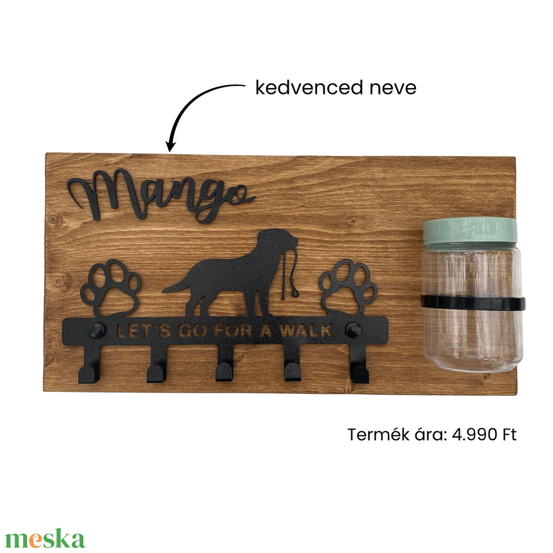 Labrador mintás fali konzol pórázakasztóval és jutalomfalat tartóval (névvel kérhető) - otthon & életmód - kisállatoknak - kutyáknak - kutya póráz - Meska.hu