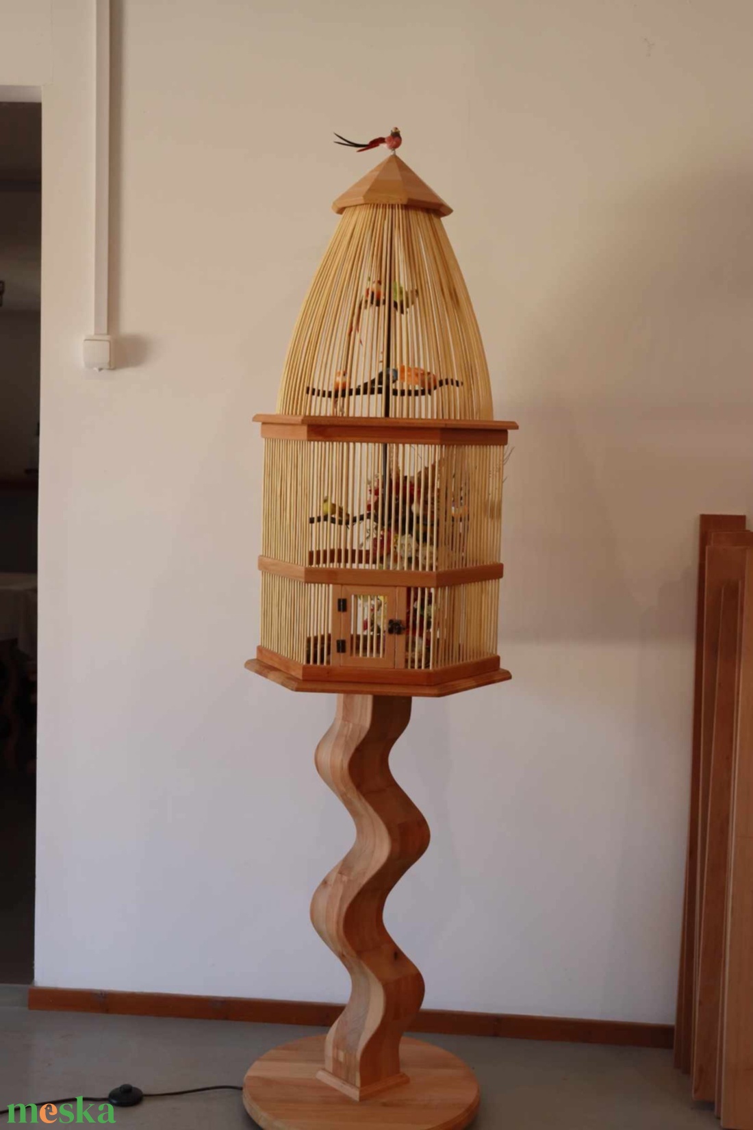 Állólampa kalitka formába öntve - otthon & életmód - lámpa - állólámpa - Meska.hu
