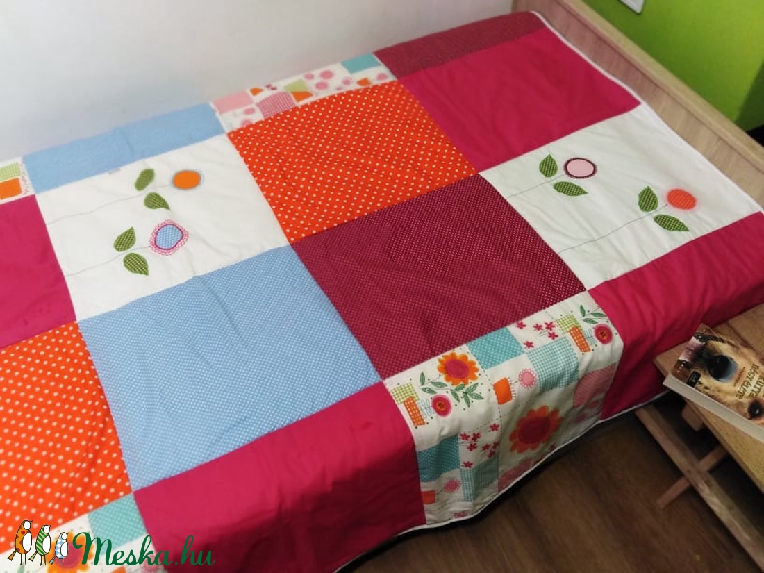 Virágos patchwork takaró - otthon & életmód - lakástextil - Meska.hu