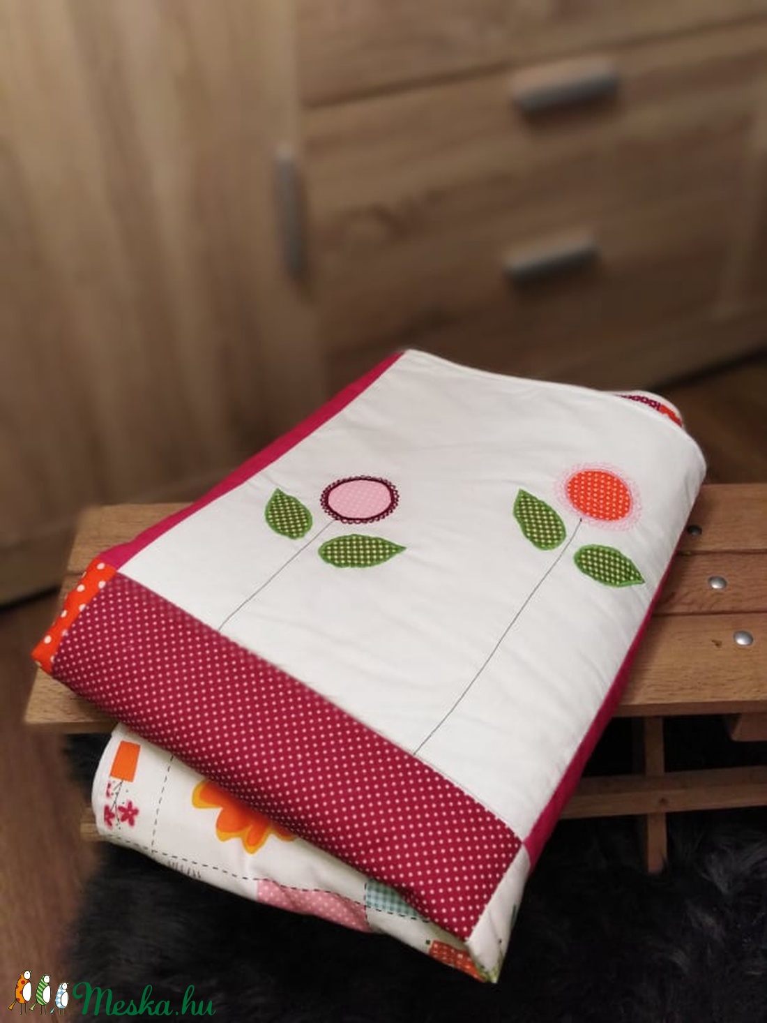 Virágos patchwork takaró - otthon & életmód - lakástextil - Meska.hu