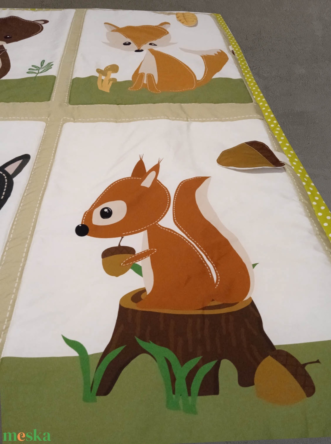 Erdő mintás játszószőnyeg babáknak 100% pamut mozgatható részekkel állatokkal - játék & sport - 3 éves kor alattiaknak - játszószőnyeg - Meska.hu