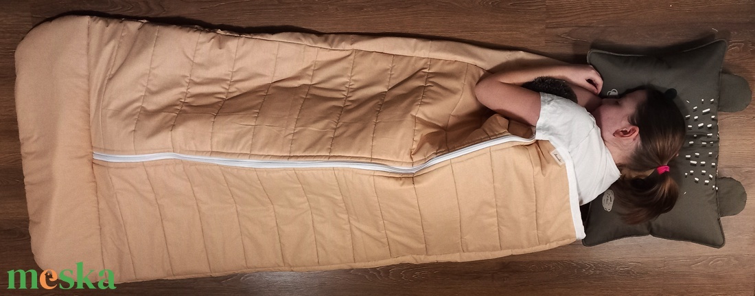Gyermek hálózsák barna maci mintájú párnával 180x70 cm - otthon & életmód - babaszoba, gyerekszoba - falvédő gyerekszobába - Meska.hu