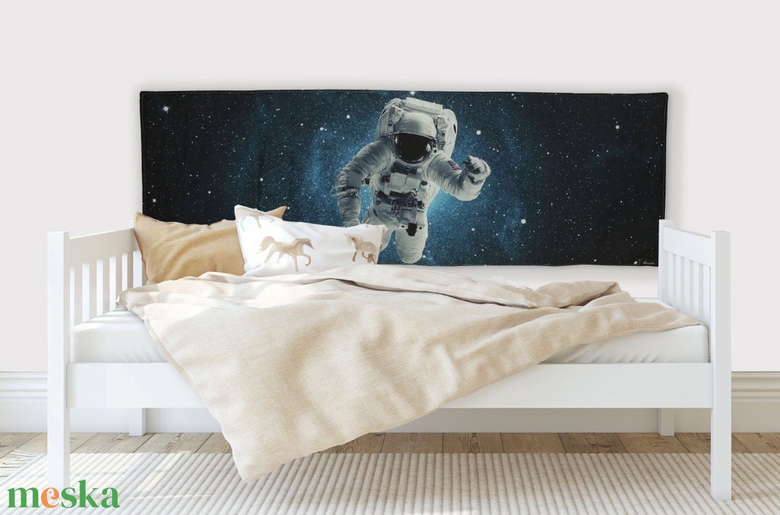 Sötétben világító textil falvédő űrhajós mintával 68x200 cm - otthon & lakás - babaszoba, gyerekszoba - falvédő gyerekszobába - Meska.hu