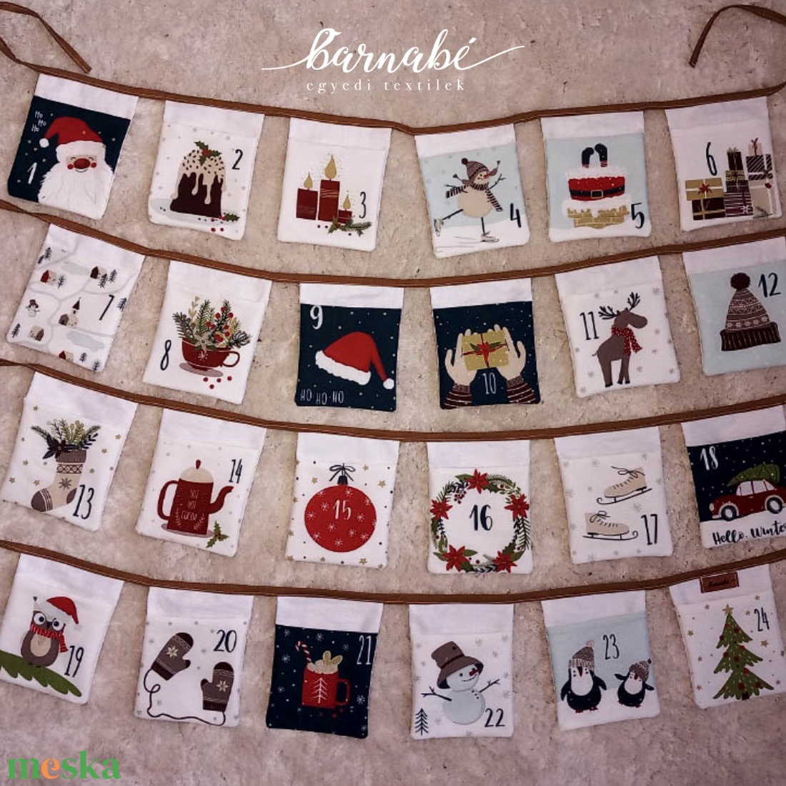 Zászlós adventi naptár-textil adventi kalendárium - otthon & életmód - dekoráció - fali és függő dekoráció - girland, zászlófűzér - Meska.hu Zászlós adventi naptár-textil adventi kalendárium - otthon & életmód - dekoráció - fali és függő dekoráció - girland, zászlófűzér - Meska.hu
