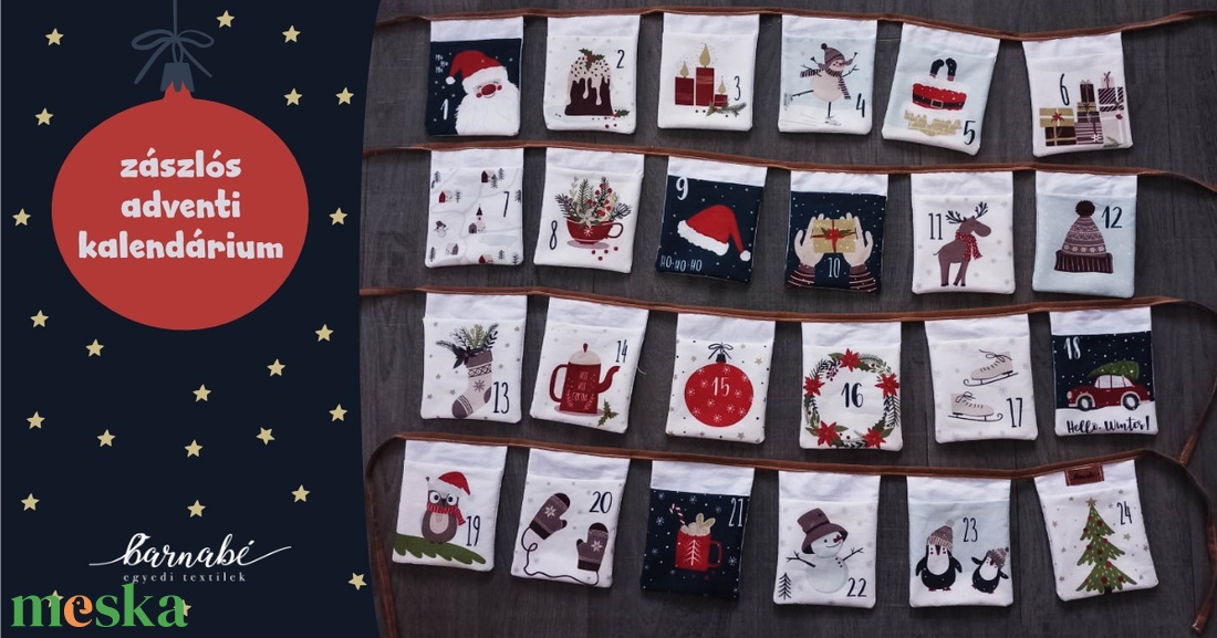 Zászlós adventi naptár-textil adventi kalendárium - otthon & életmód - dekoráció - fali és függő dekoráció - girland, zászlófűzér - Meska.hu Zászlós adventi naptár-textil adventi kalendárium - otthon & életmód - dekoráció - fali és függő dekoráció - girland, zászlófűzér - Meska.hu