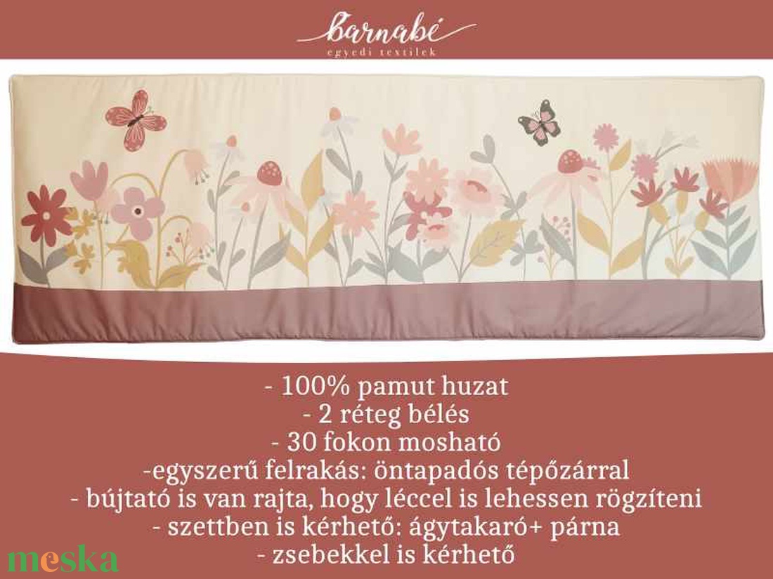Virágos mező PAMUT falvédő gyerekszobába - otthon & életmód - lakástextil - falvédő - Meska.hu