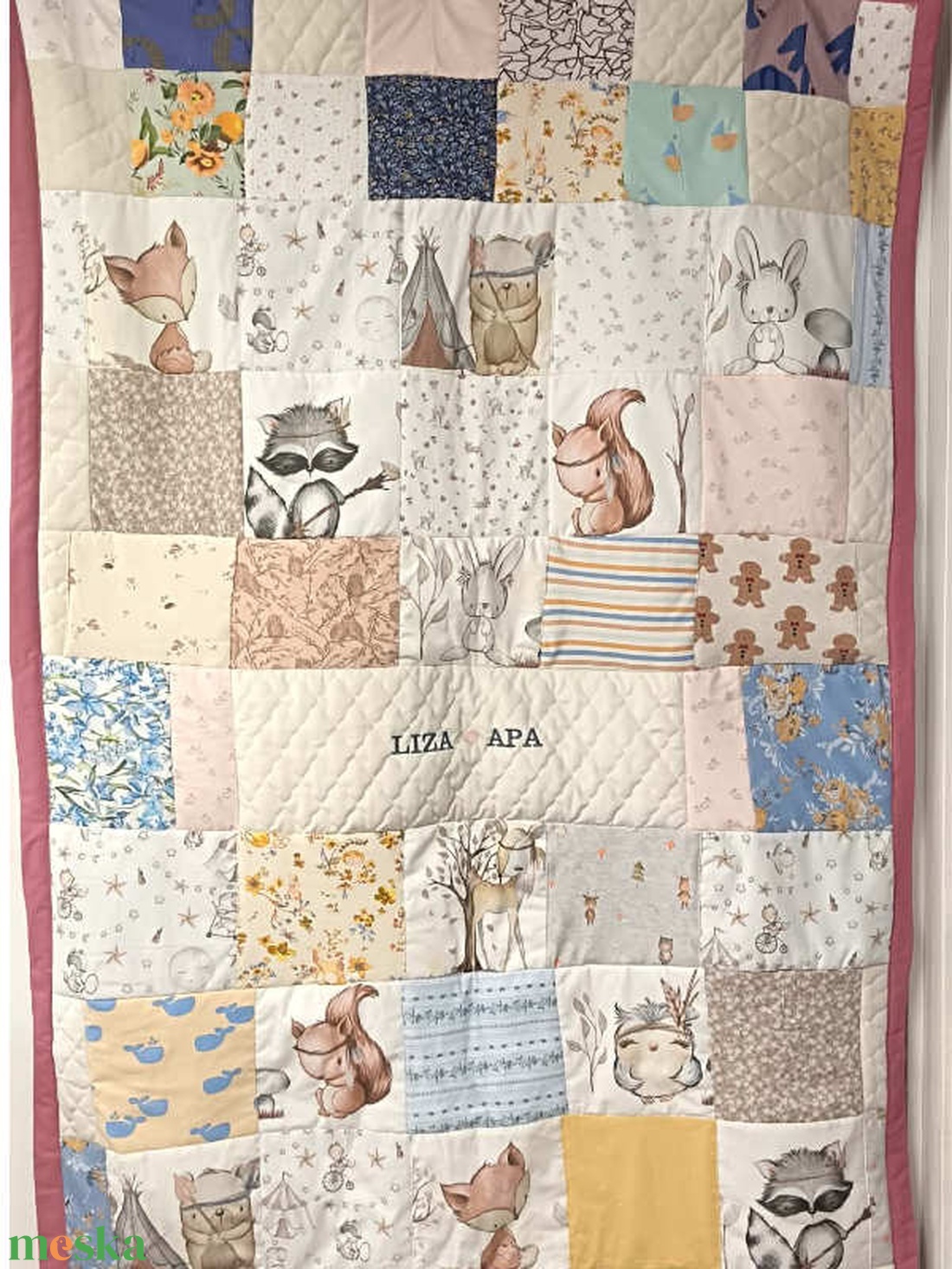 Patchwork EMLÉK-takaró babruhákból 130x200 cm - otthon & életmód - lakástextil - ágytakaró - Meska.hu