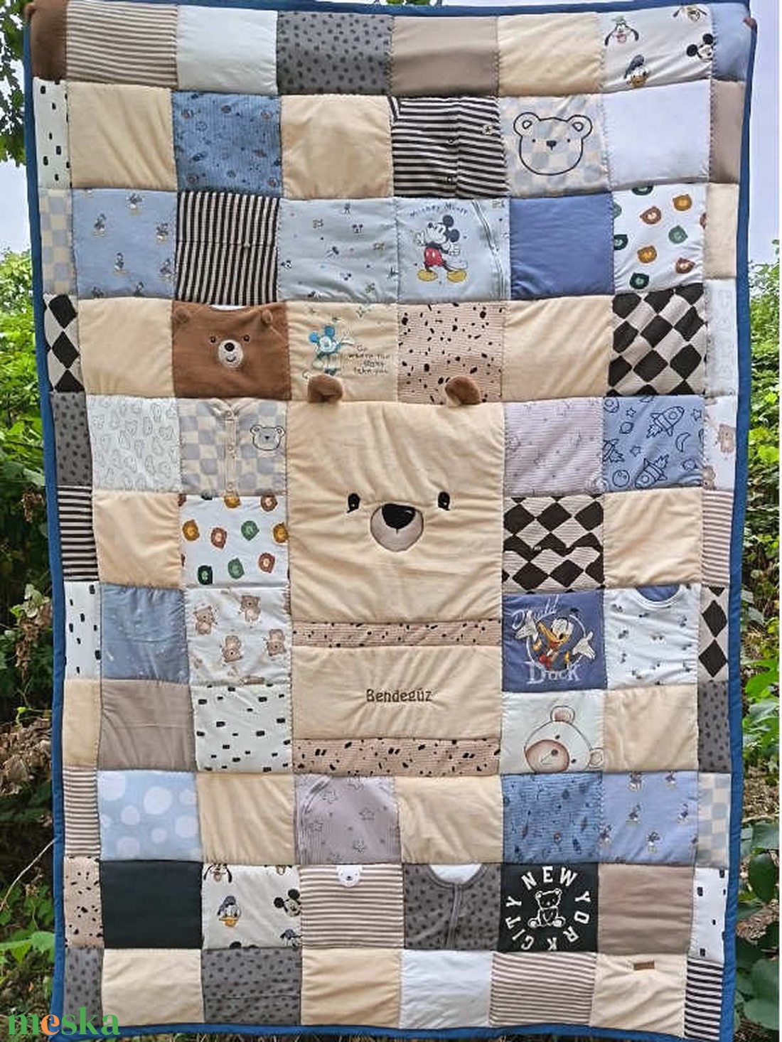 Patchwork EMLÉK-takaró babruhákból 130x200 cm - otthon & életmód - lakástextil - ágytakaró - Meska.hu