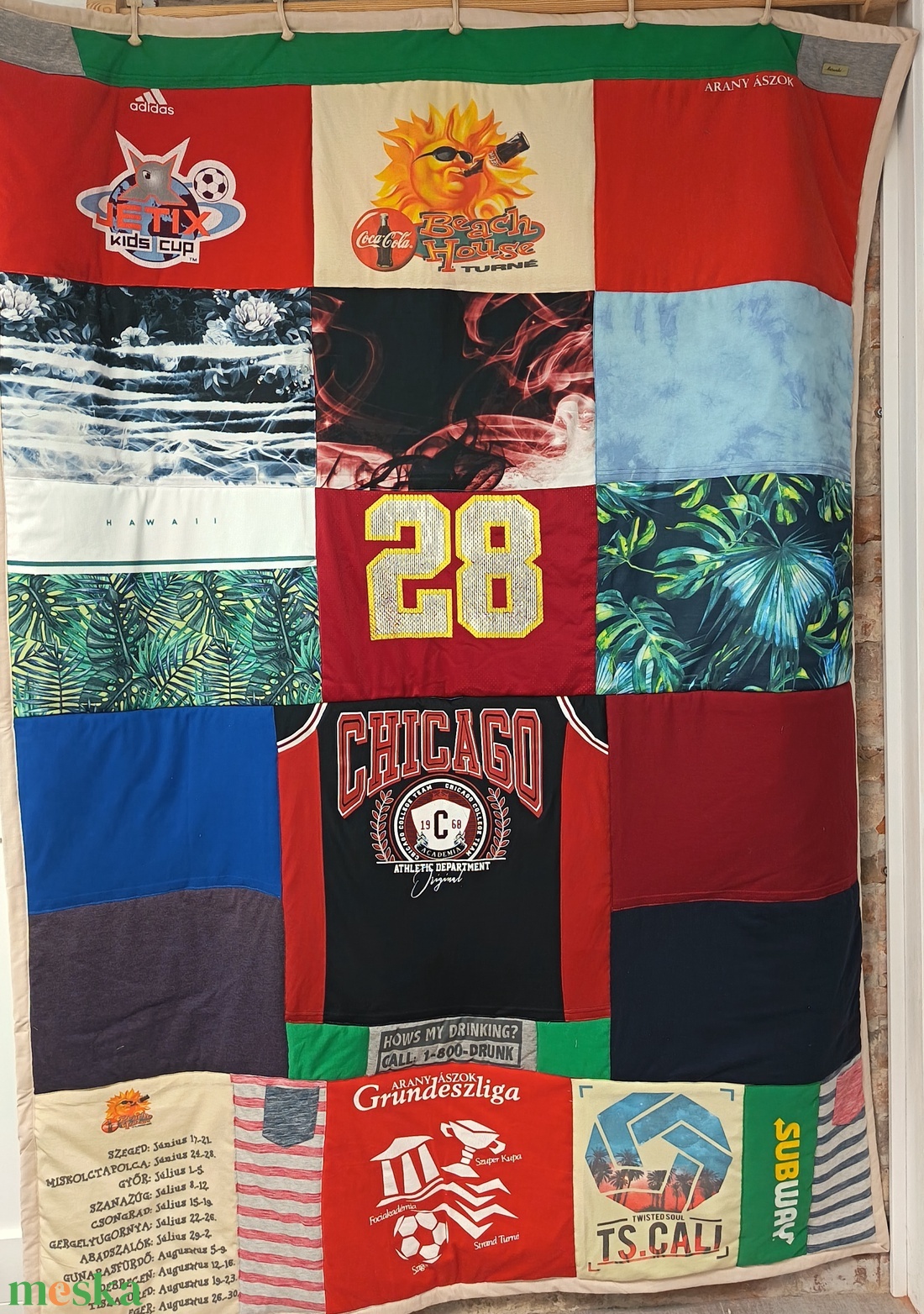 Patchwork EMLÉK-takaró felnőtt ruhákból - otthon & életmód - lakástextil - ágytakaró - Meska.hu