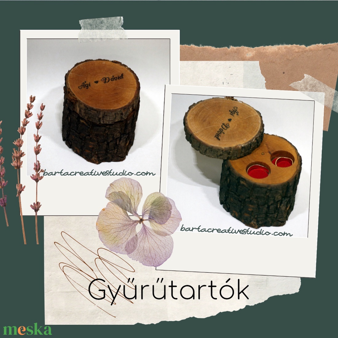 Gravíroztatható gyűrűtartó elforgatható tetővel - esküvő - kiegészítők - gyűrűtartó & gyűrűpárna - Meska.hu