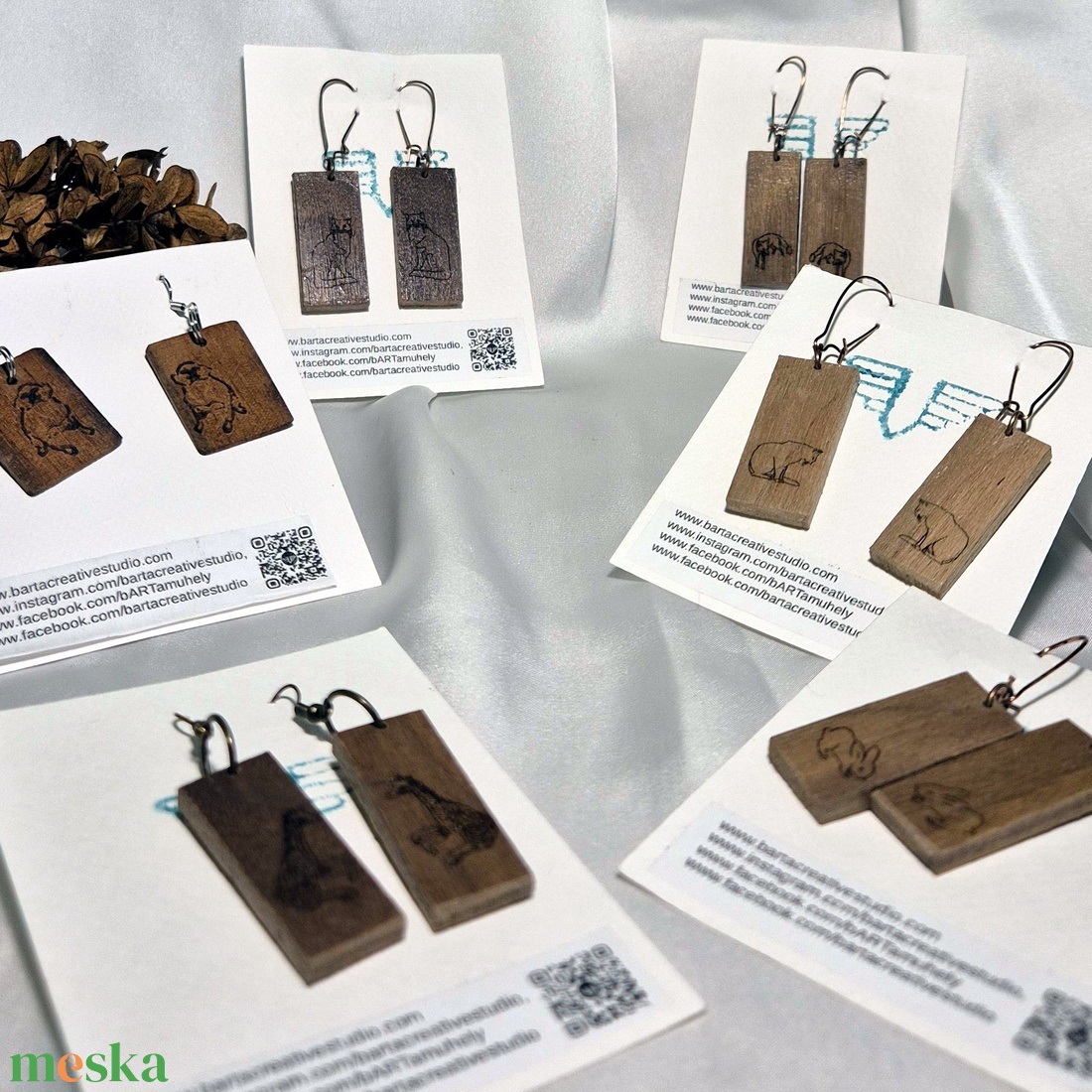 Többféle diófa fülbevaló - ékszer - fülbevaló - fülékszer - Meska.hu