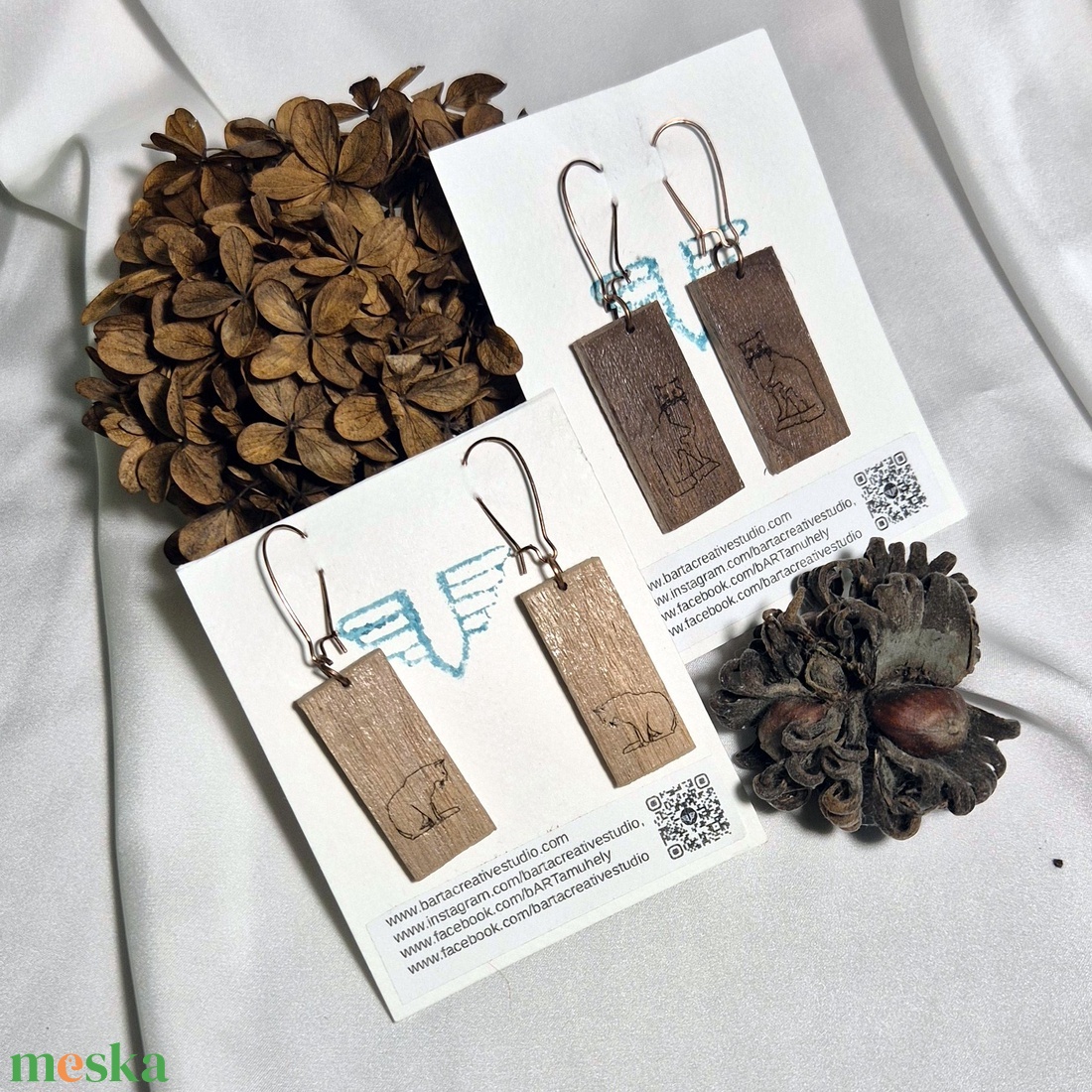 Többféle diófa fülbevaló - ékszer - fülbevaló - fülékszer - Meska.hu