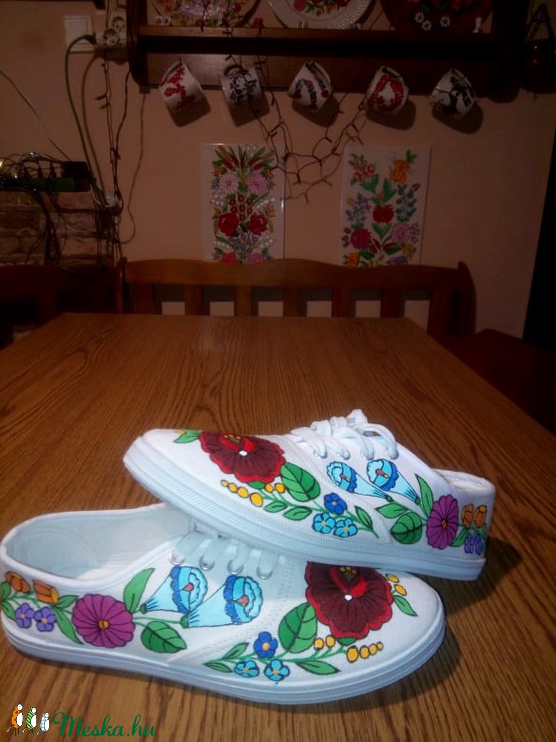 Kalocsai kézzel festett cipő  - ruha & divat - cipő & papucs - cipő, szandál - Meska.hu