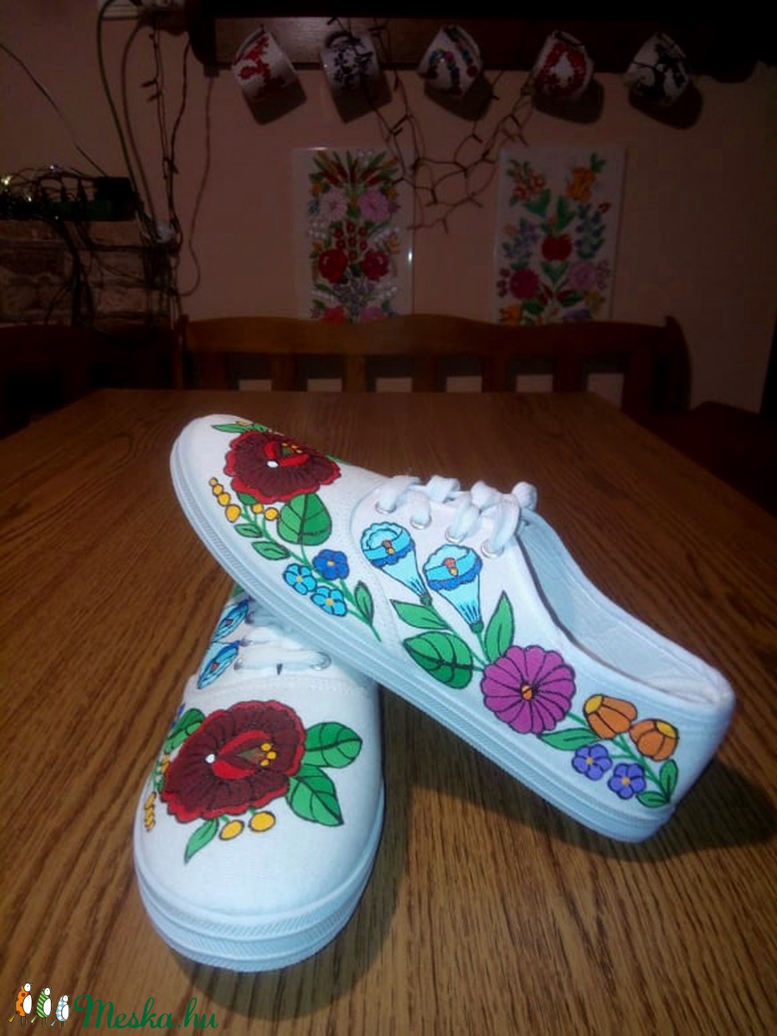 Kalocsai kézzel festett cipő  - ruha & divat - cipő & papucs - cipő, szandál - Meska.hu