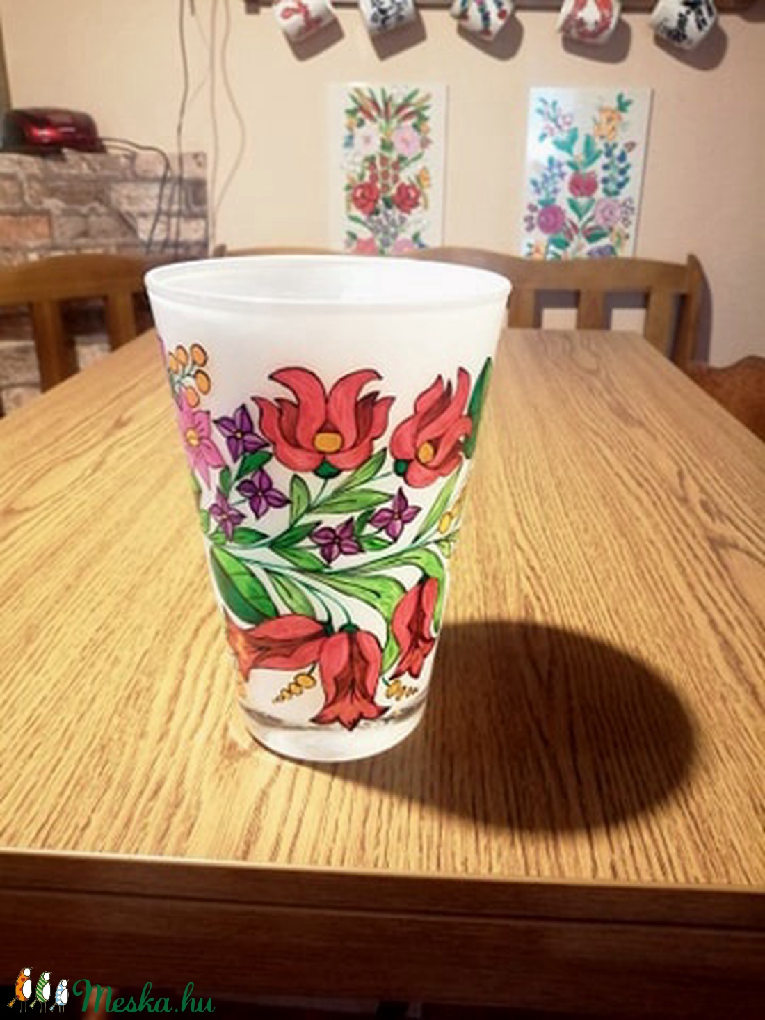 Kalocsai kézzel festett üveg váza . - otthon & lakás - dekoráció - Meska.hu
