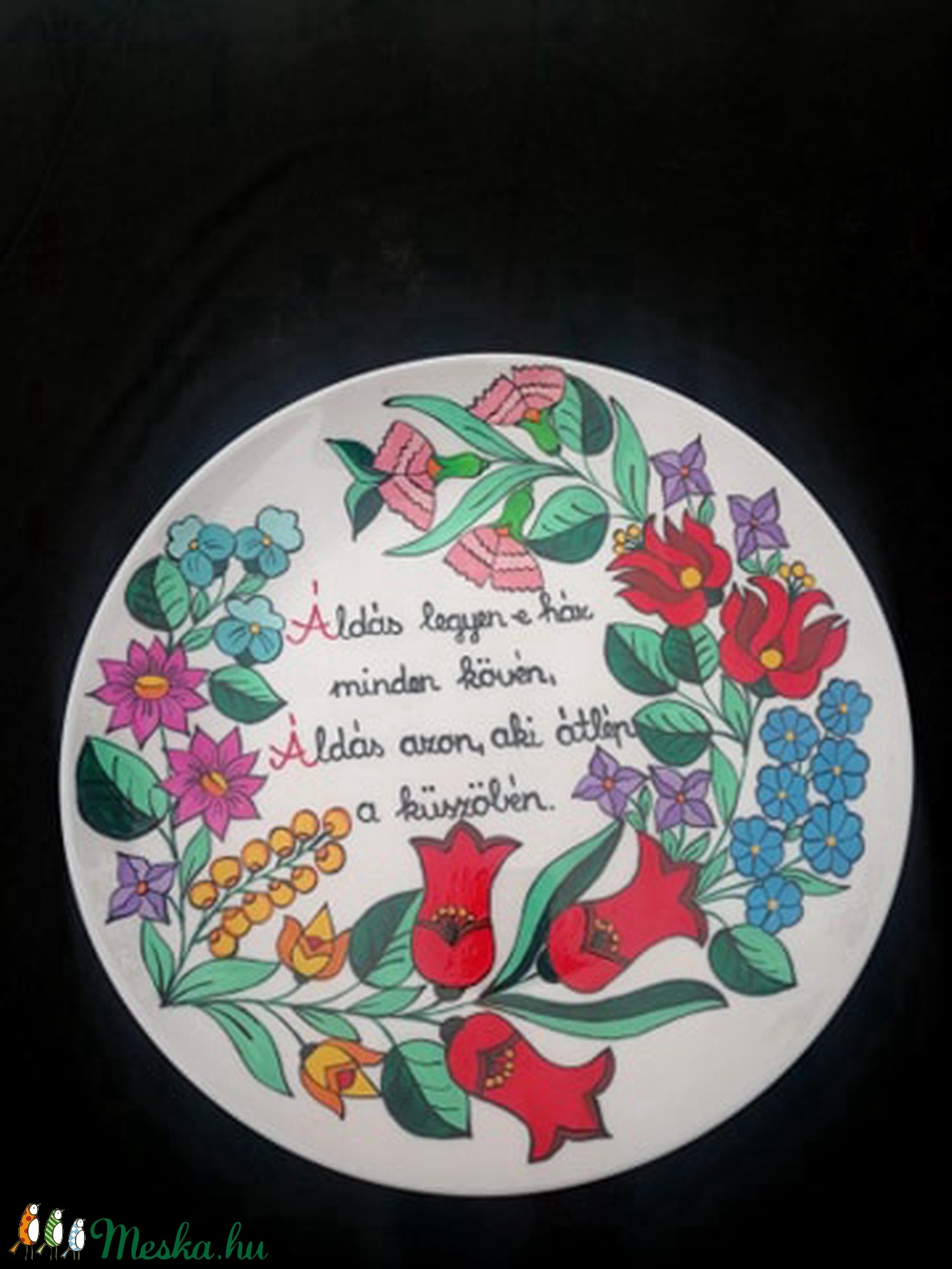 Kalocsai kézzel festett álldásos tányér. - otthon & lakás - dekoráció - Meska.hu