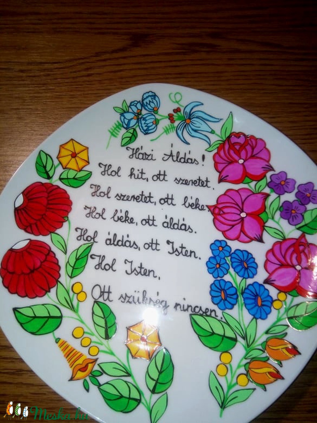 Kalocsai kézzel festett álldásos tányér. - otthon & lakás - dekoráció - Meska.hu