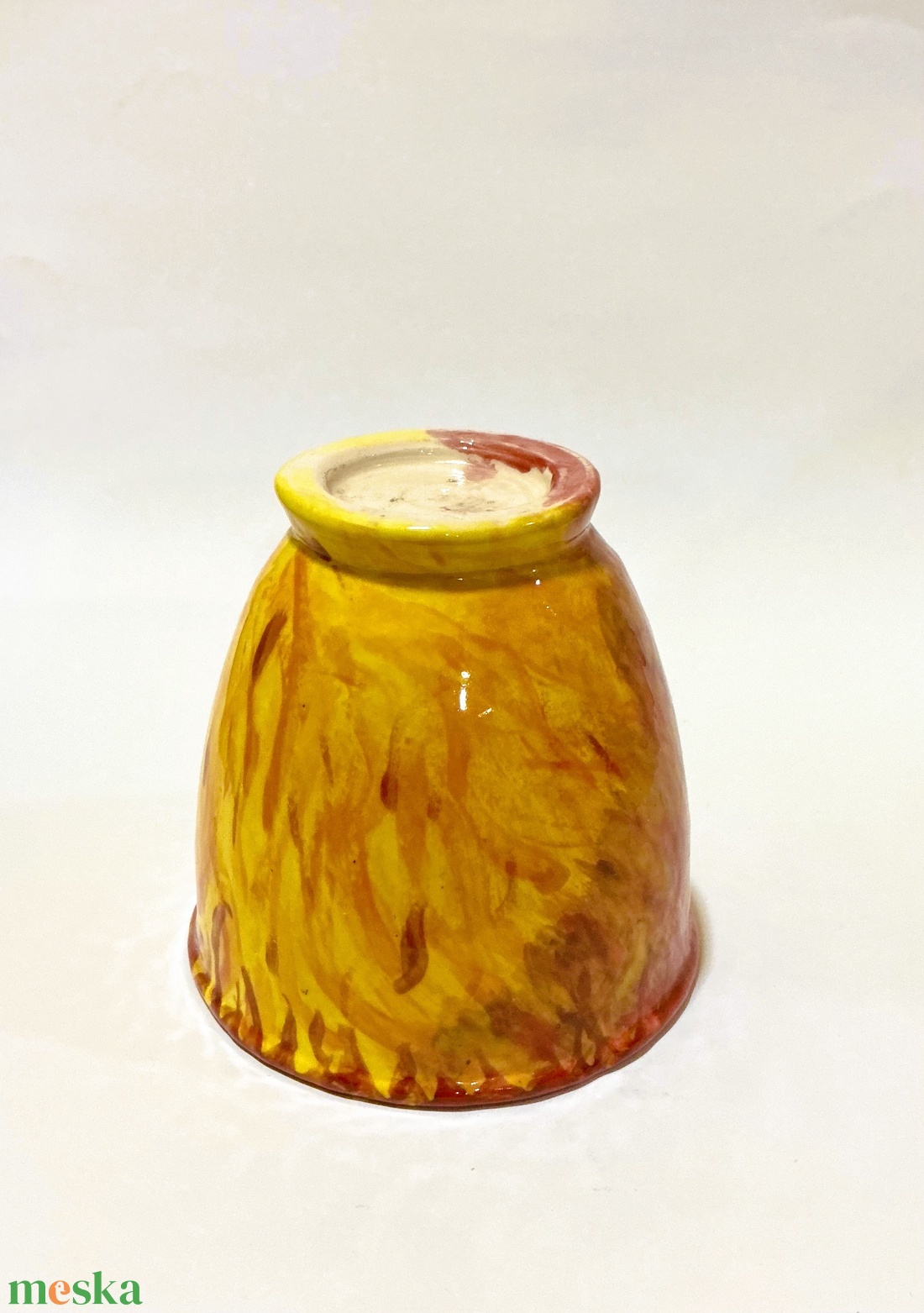 Tűz mintájú, kézzel festett fül nélküli bögre - otthon & életmód - konyhafelszerelés, tálalás - tálalás - bögre & csésze - Meska.hu