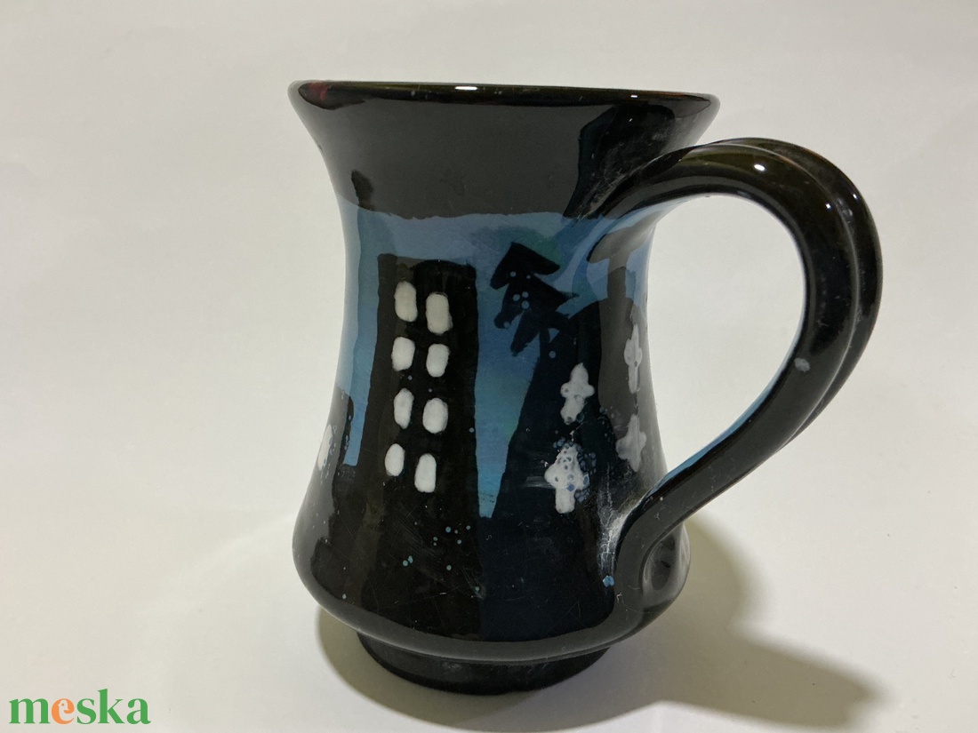 Város mintájú kézzel festett bögre - otthon & életmód - konyhafelszerelés, tálalás - tálalás - bögre & csésze - Meska.hu