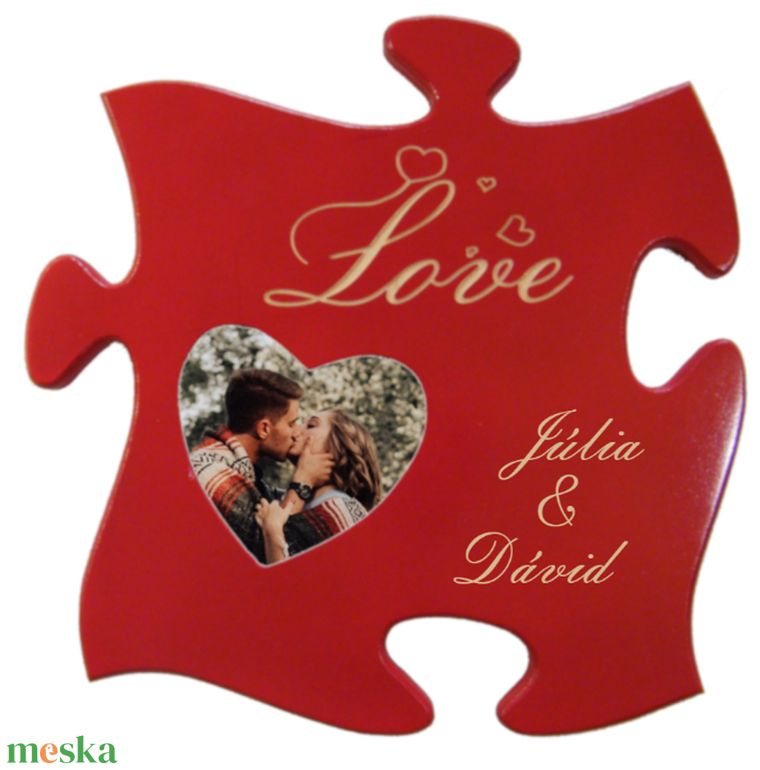 Szerelem-Love fényképkeret, puzzle alakú, egyedi felirattal) kép nélkül - otthon & lakás - dekoráció - kép & falikép - képkeret - Meska.hu