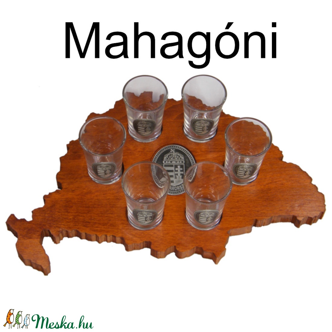 Faragott italkínáló Nagy-Magyarország alakú, címer óncimkével. - otthon & életmód - Meska.hu