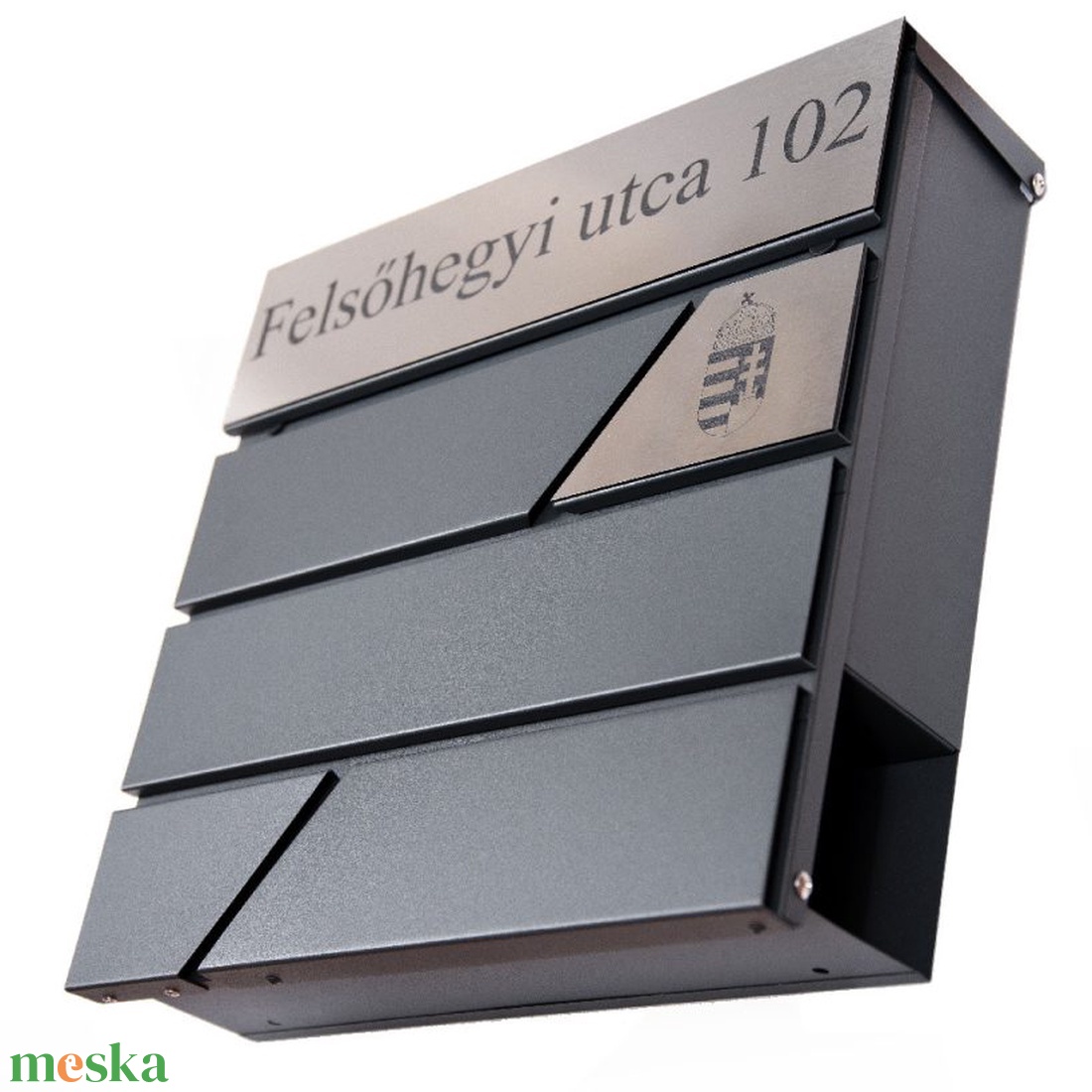 Egyedi feliratos újságtartós fém postaláda (antracit) - otthon & életmód - ház & kert - postaláda - Meska.hu