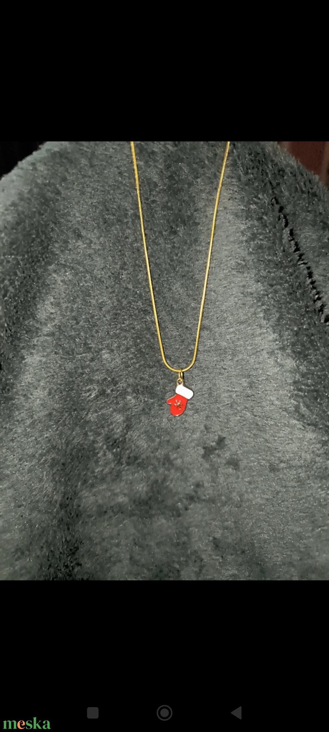 Karácsonyi kesztyű nyaklánc  - ékszer - nyaklánc - medálos nyaklánc - Meska.hu