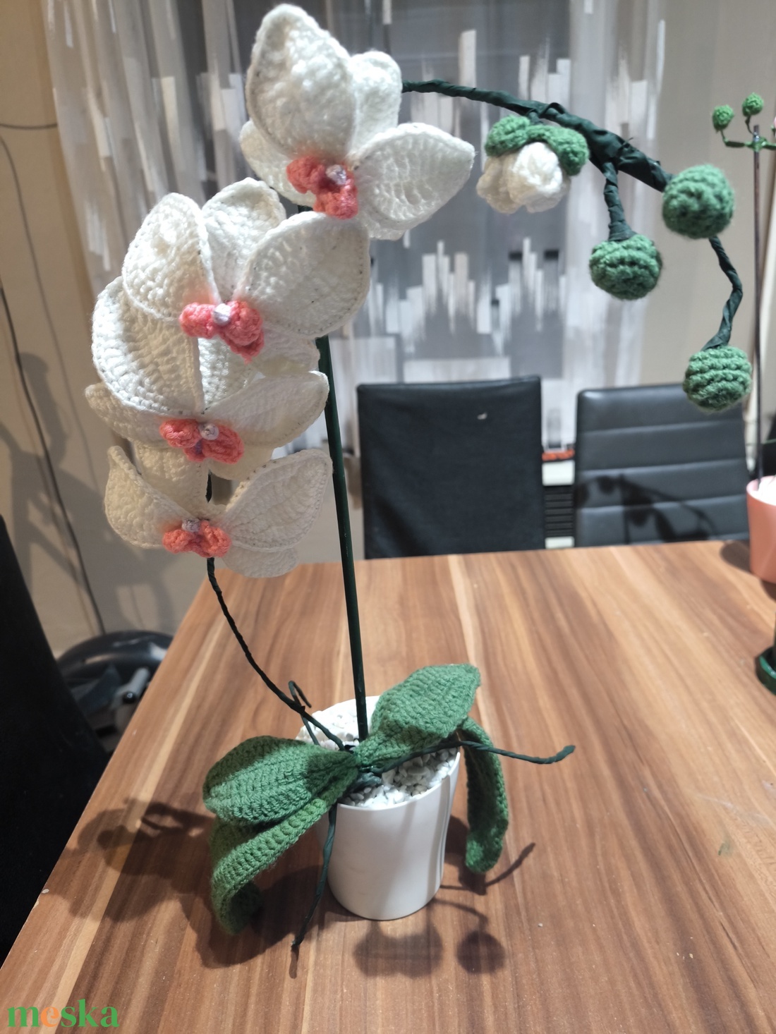 Horgolt fehér orchidea  - otthon & életmód - dekoráció - asztal és polc dekoráció - asztaldísz - Meska.hu