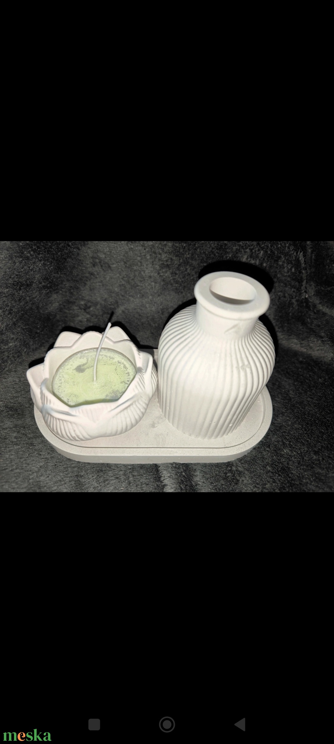 Lótuszvirágos kerámia ajándék szett  - művészet - szobor - kerámia - Meska.hu