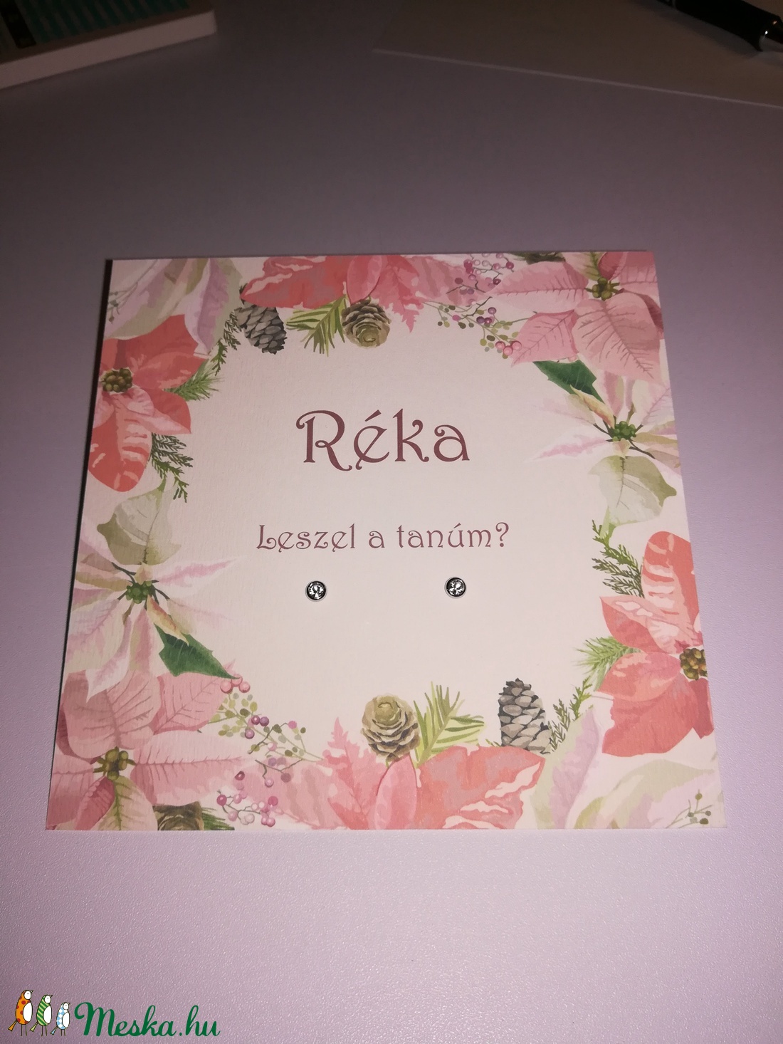 Esküvői tanú / koszorúslány felkérő lap ajándékkal, romantikus, virág motívummal -  - Meska.hu