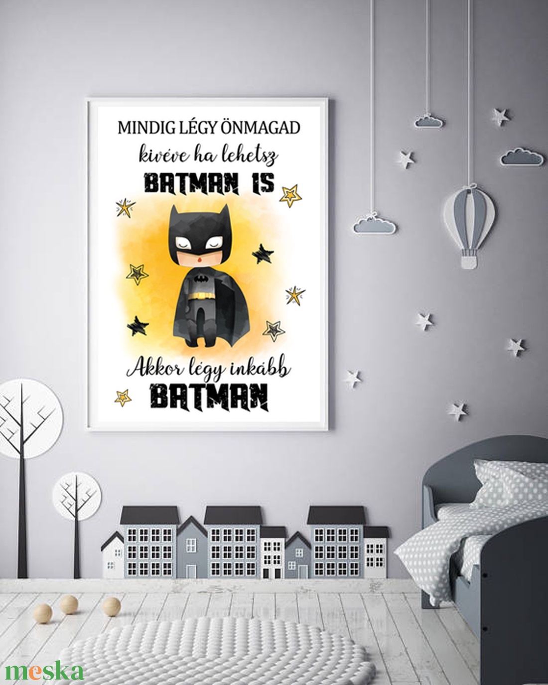 Batman - szuperhős gyerek és babaszoba fali dekoráció, fali kép A4 méretben keret nélkül -  - Meska.hu