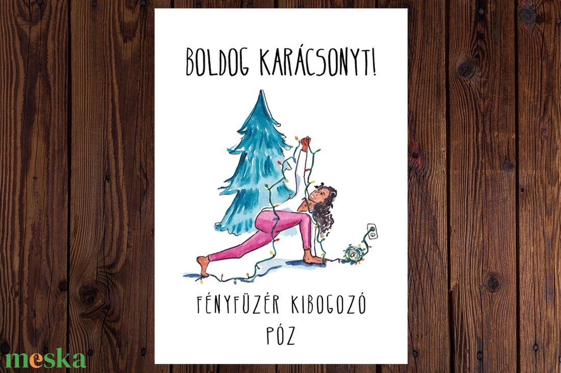 Vicces karácsonyi képeslapok a jóga, sport szerelmeseinek - Boldog Karácsonyt! - karácsony - karácsonyi ajándékozás - karácsonyi képeslap, üdvözlőlap, ajándékkísérő - Meska.hu