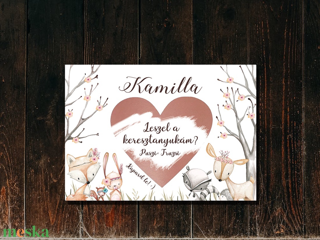 Keresztszülő felkérő lap - Sorsjegy hatású lekaparható szívvel , bohó erdei állatos stílusban - otthon & életmód - papír, írószer - Meska.hu Keresztszülő felkérő lap - Sorsjegy hatású lekaparható szívvel , bohó erdei állatos stílusban - otthon & életmód - papír, írószer - Meska.hu