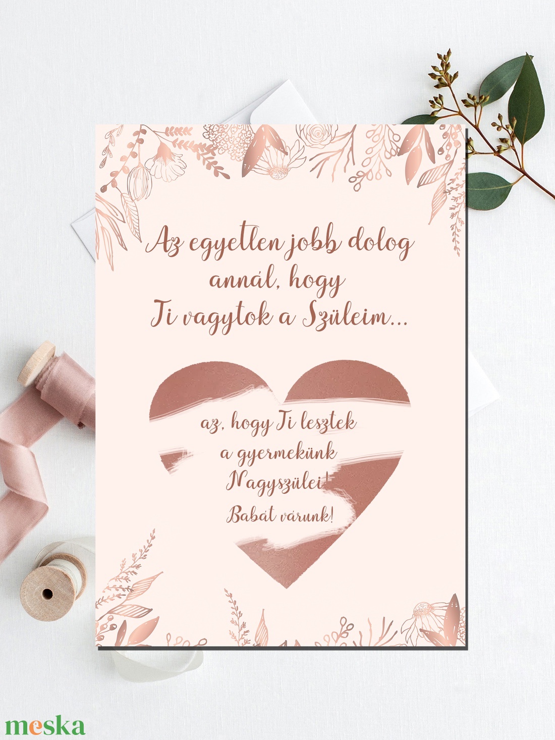 Nagyszülők lesztek képeslap - Baba bejelentés Nagyszülőknek - vicces, kaparós sorsjegy hatású képeslap, rosegold dizájn - otthon & életmód - papír, írószer - Meska.hu