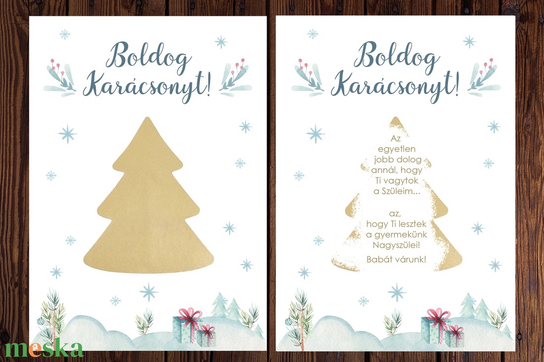 Karácsonyi Nagyszülők lesztek képeslap - Baba bejelentés Nagyszülőknek -  kaparós sorsjegy hatású képeslap - otthon & lakás - papír írószer - képeslap & levélpapír - Meska.hu