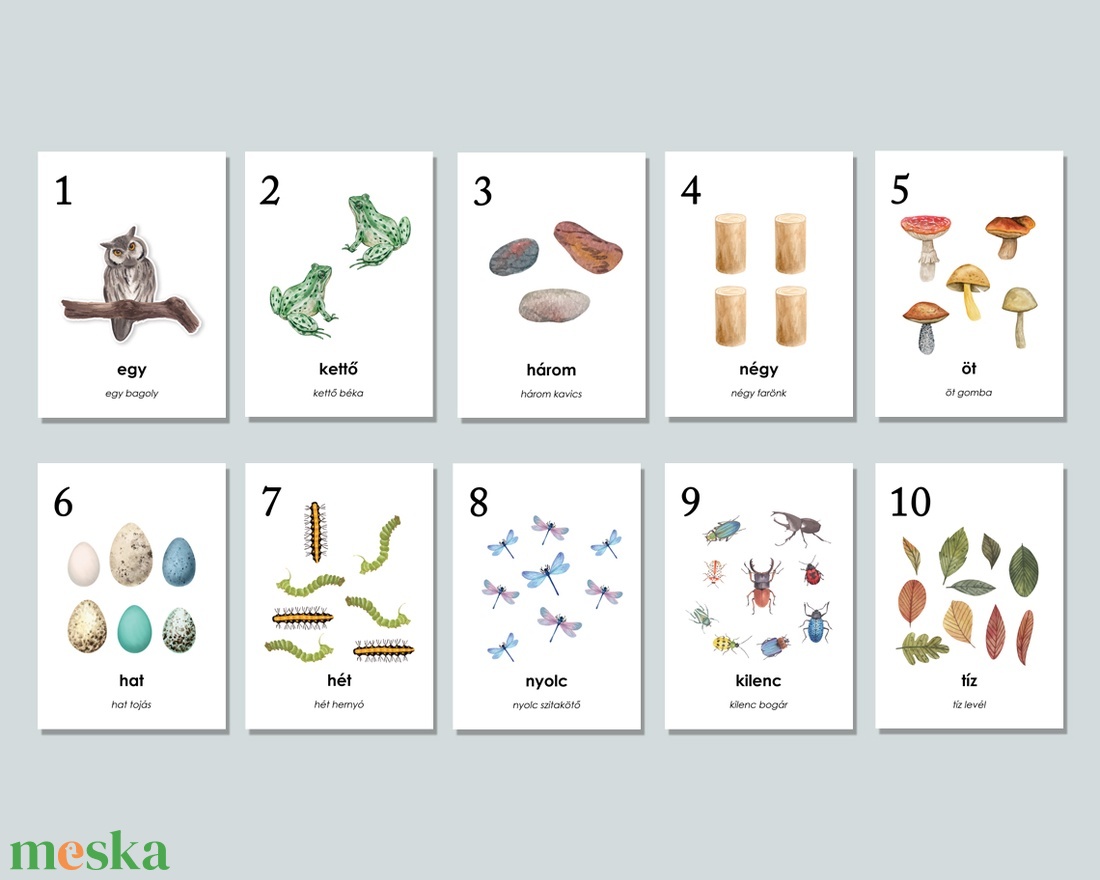 Számok 10-ig, tízig kártya - színes, kedves dizájnnal - otthon & életmód - papír, írószer - Meska.hu Számok 10-ig, tízig kártya - színes, kedves dizájnnal - otthon & életmód - papír, írószer - Meska.hu